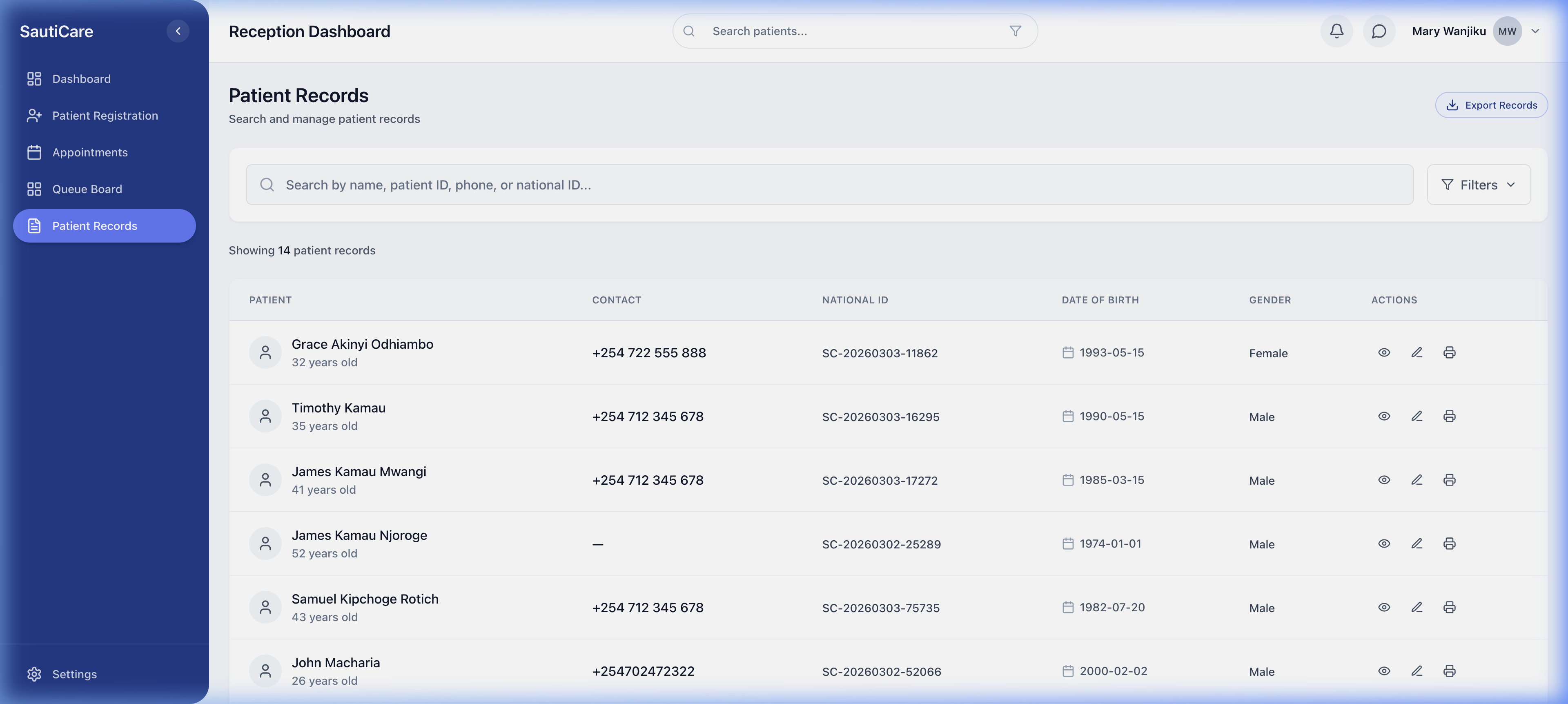 Patient Records View